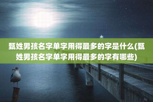 甄姓男孩名字单字用得最多的字是什么(甄姓男孩名字单字用得最多的字有哪些)