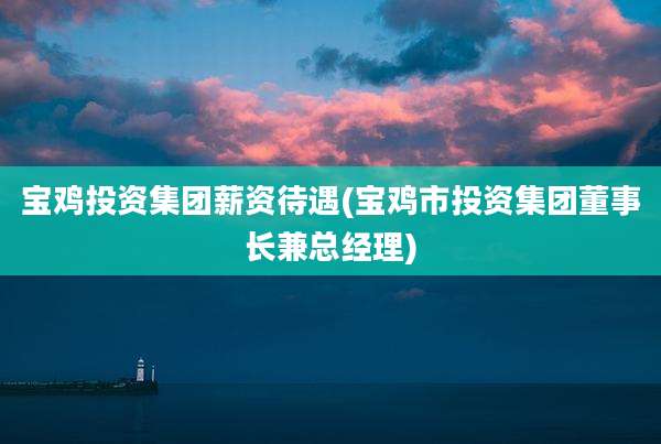 宝鸡投资集团薪资待遇(宝鸡市投资集团董事长兼总经理)