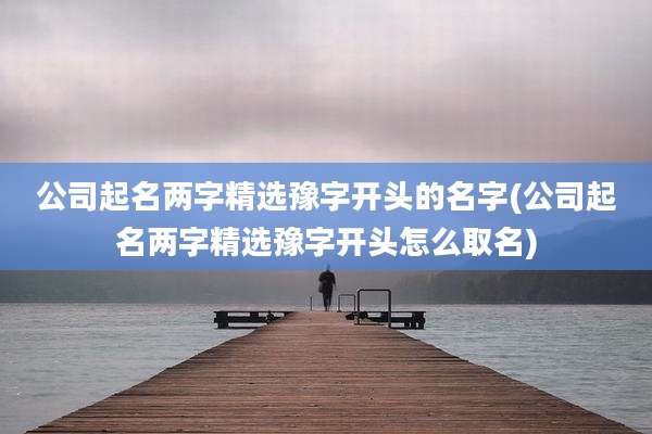 公司起名两字精选豫字开头的名字(公司起名两字精选豫字开头怎么取名)