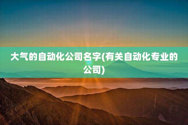 大气的自动化公司名字(有关自动化专业的公司)