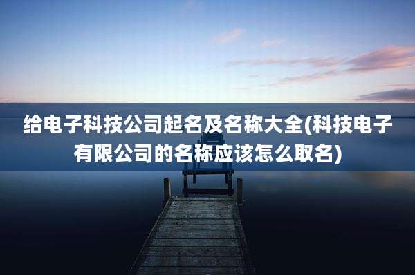 给电子科技公司起名及名称大全(科技电子有限公司的名称应该怎么取名)