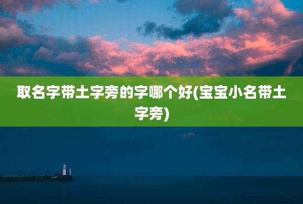取名字带土字旁的字哪个好(宝宝小名带土字旁)