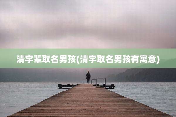 清字辈取名男孩(清字取名男孩有寓意)