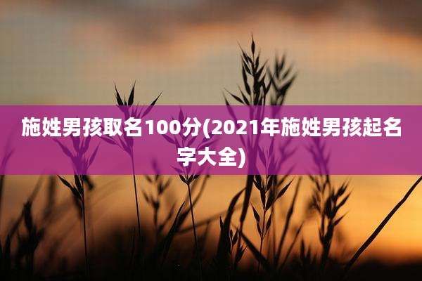 施姓男孩取名100分(2021年施姓男孩起名字大全)