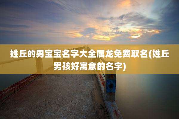 姓丘的男宝宝名字大全属龙免费取名(姓丘男孩好寓意的名字)