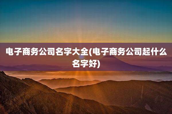 电子商务公司名字大全(电子商务公司起什么名字好)
