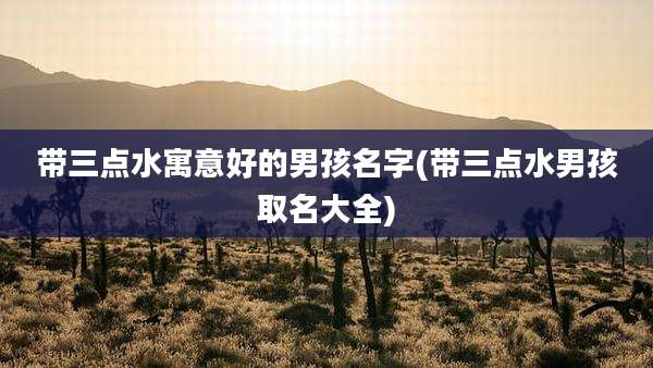 带三点水寓意好的男孩名字(带三点水男孩取名大全)