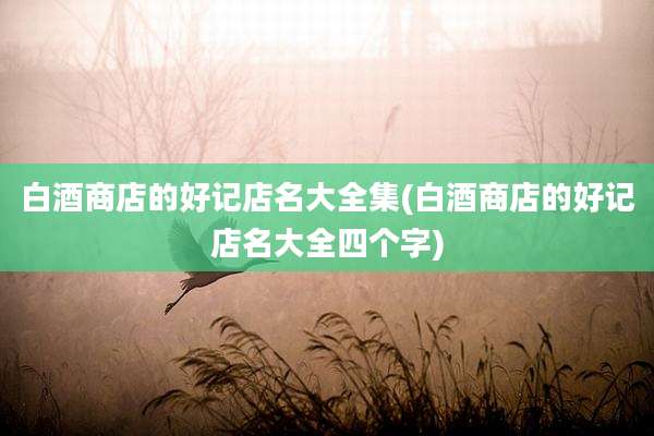 白酒商店的好记店名大全集(白酒商店的好记店名大全四个字)