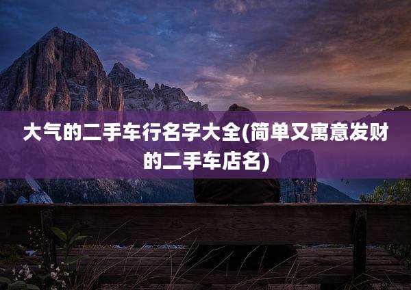 大气的二手车行名字大全(简单又寓意发财的二手车店名)