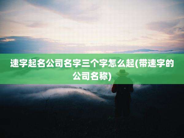 速字起名公司名字三个字怎么起(带速字的公司名称)