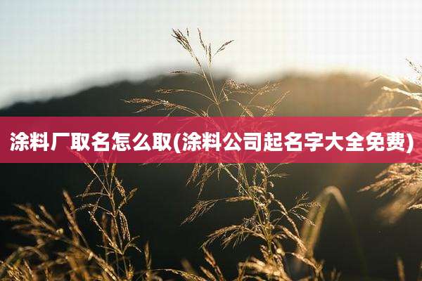 涂料厂取名怎么取(涂料公司起名字大全免费)