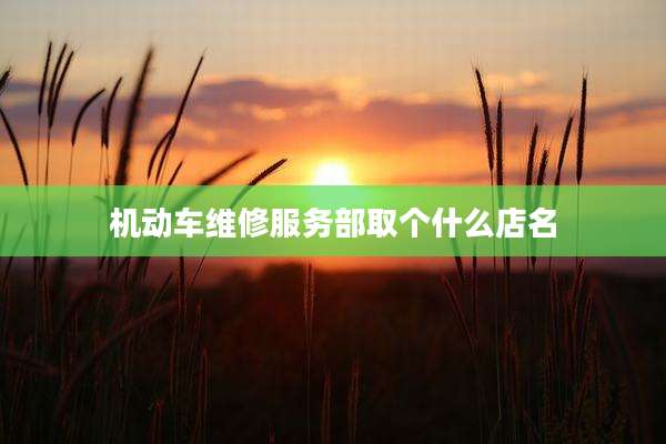 机动车维修服务部取个什么店名