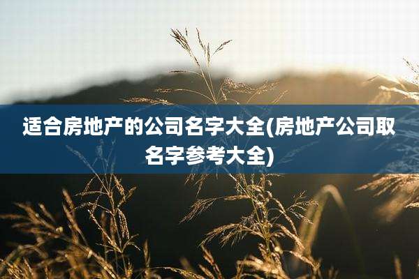 适合房地产的公司名字大全(房地产公司取名字参考大全)