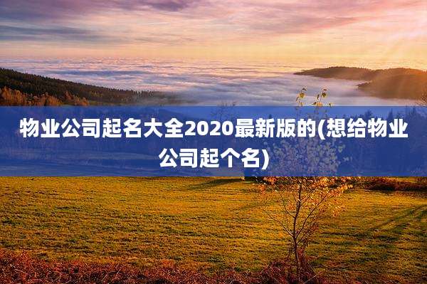 物业公司起名大全2020最新版的(想给物业公司起个名)