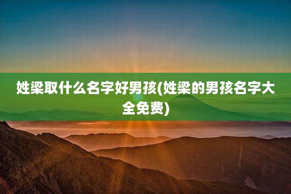姓梁取什么名字好男孩(姓梁的男孩名字大全免费)