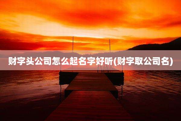 财字头公司怎么起名字好听(财字取公司名)