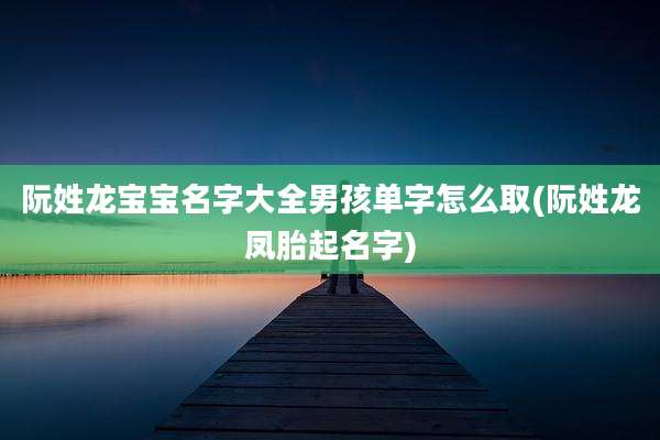 阮姓龙宝宝名字大全男孩单字怎么取(阮姓龙凤胎起名字)