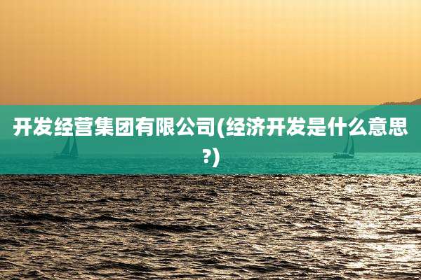 开发经营集团有限公司(经济开发是什么意思?)