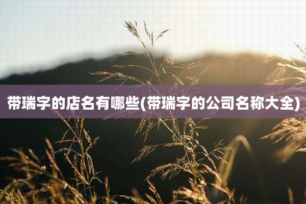带瑞字的店名有哪些(带瑞字的公司名称大全)