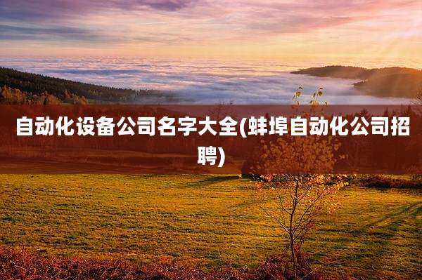 自动化设备公司名字大全(蚌埠自动化公司招聘)