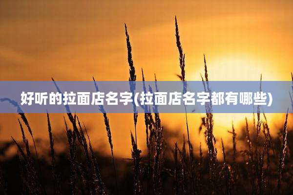 好听的拉面店名字(拉面店名字都有哪些)