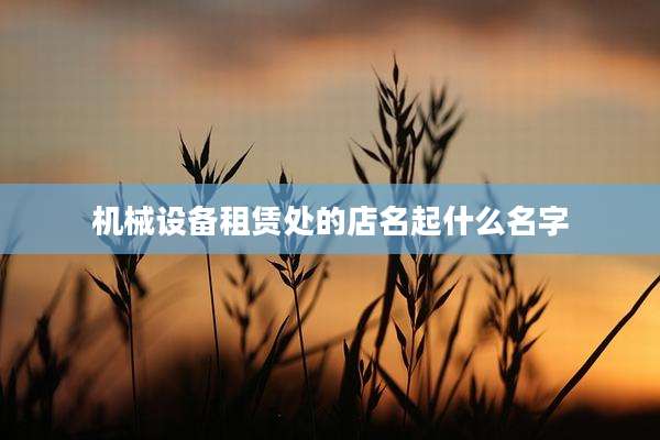 机械设备租赁处的店名起什么名字
