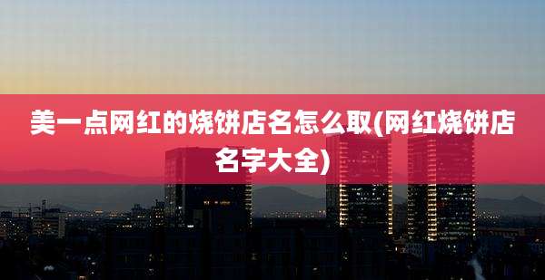 美一点网红的烧饼店名怎么取(网红烧饼店名字大全)