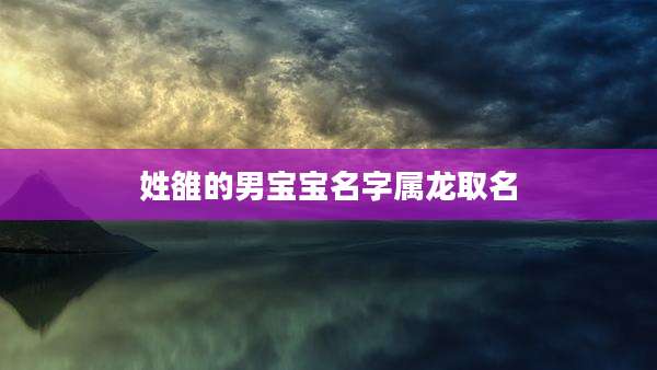 姓雒的男宝宝名字属龙取名