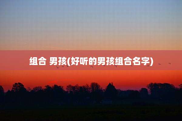 组合 男孩(好听的男孩组合名字)