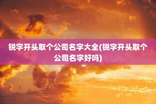 锐字开头取个公司名字大全(锐字开头取个公司名字好吗)