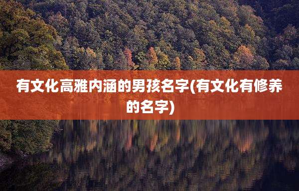有文化高雅内涵的男孩名字(有文化有修养的名字)