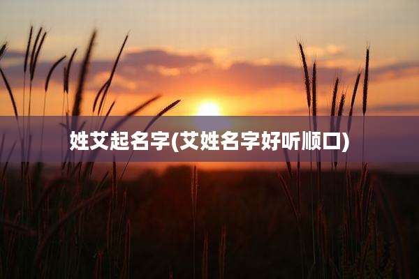 姓艾起名字(艾姓名字好听顺口)