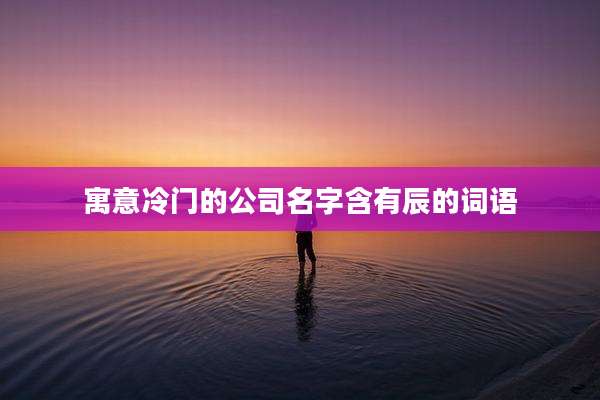 寓意冷门的公司名字含有辰的词语