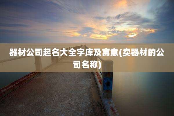 器材公司起名大全字库及寓意(卖器材的公司名称)