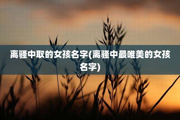 离骚中取的女孩名字(离骚中最唯美的女孩名字)