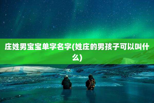 庄姓男宝宝单字名字(姓庄的男孩子可以叫什么)