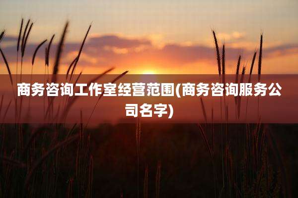 商务咨询工作室经营范围(商务咨询服务公司名字)