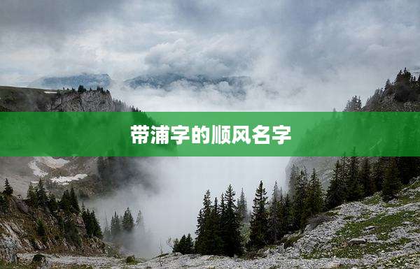 带浦字的顺风名字