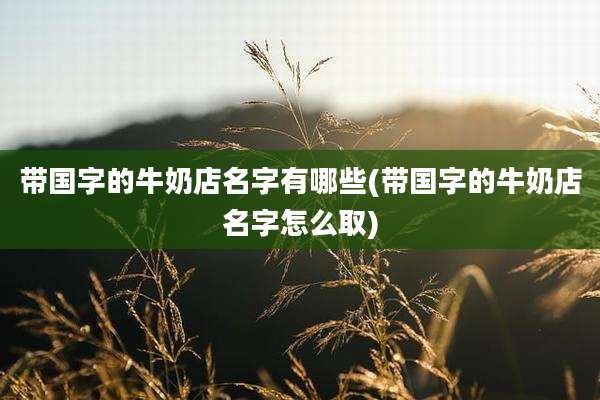 带国字的牛奶店名字有哪些(带国字的牛奶店名字怎么取)