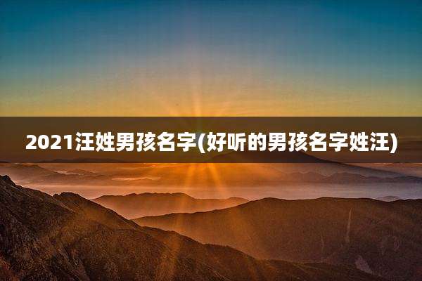 2021汪姓男孩名字(好听的男孩名字姓汪)