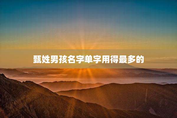甄姓男孩名字单字用得最多的