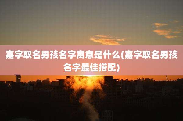 嘉字取名男孩名字寓意是什么(嘉字取名男孩名字最佳搭配)