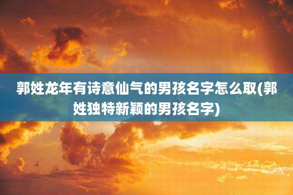 郭姓龙年有诗意仙气的男孩名字怎么取(郭姓独特新颖的男孩名字)