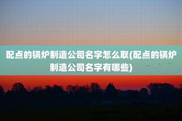配点的锅炉制造公司名字怎么取(配点的锅炉制造公司名字有哪些)