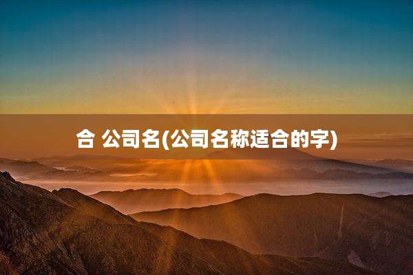 合 公司名(公司名称适合的字)