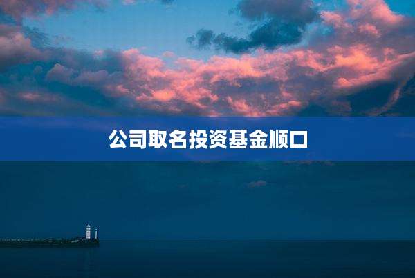 公司取名投资基金顺口