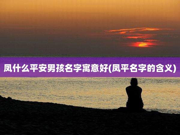 凤什么平安男孩名字寓意好(凤平名字的含义)