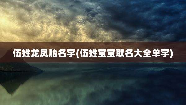 伍姓龙凤胎名字(伍姓宝宝取名大全单字)