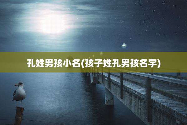 孔姓男孩小名(孩子姓孔男孩名字)
