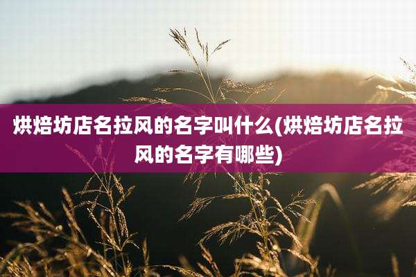 烘焙坊店名拉风的名字叫什么(烘焙坊店名拉风的名字有哪些)